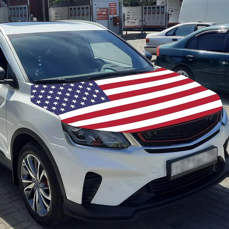 Tobethay American Hood Flag Cover - 59x51 in Car Hood Cover American Flag for Car Decor, Patriotic Car American Flag with 2 Pack Adjustable Triangular Fasteners, 250th Anniversary Flag - Image 5